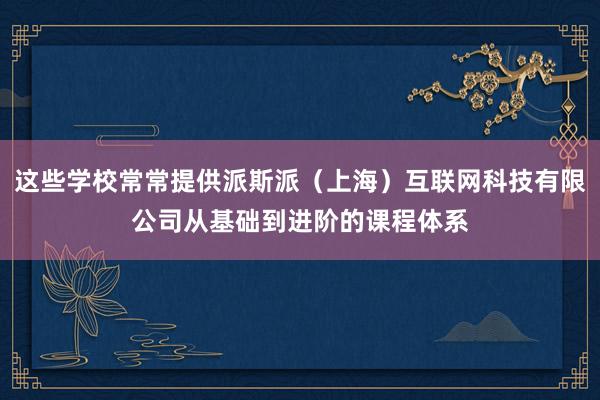 这些学校常常提供派斯派（上海）互联网科技有限公司从基础到进阶的课程体系